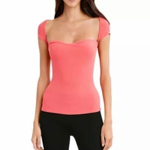 BCBGMaxAzria Sweetheart Cap Sleeve Top size Medium in Coral